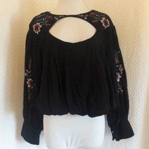 Free people puffy embroidered  top